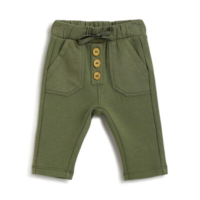 Boys Medium Green Solid Trouser